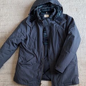 Marine Layer Navy  dry wax big sur parka Hooded